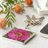 鮮やかな百日草の花の写真 キーホルダー (側面)