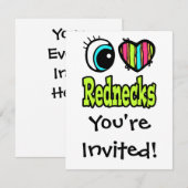 鮮やかな目とハート 私はレッドネックが好き 招待状 (正面/裏面)