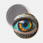 鮮やかな目のステンドグラスのモザイク マグネット (正面/裏面)