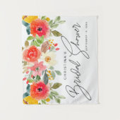 鮮やかな真夏の花のブライダルシャワー タペストリー (正面)