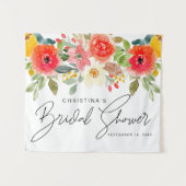 鮮やかな真夏の花のブライダルシャワー タペストリー (正面(横))