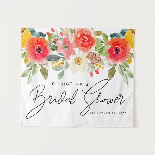 鮮やかな真夏の花のプリンセスシャワー タペストリー (正面(横))