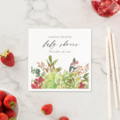 鮮やかな砂漠のサボテン 赤い花のベビーシャワー スタンダードカクテルナプキン (インサイチュ)