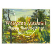 鮮やかな秋の水彩画 ラージペーパーバッグ (裏面)