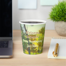 鮮やかな秋の水彩紙コップ 紙コップ