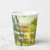鮮やかな秋の水彩紙コップ 紙コップ (正面)