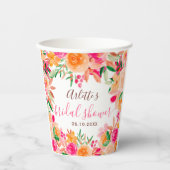 鮮やかな秋の花の水彩スタイルの華やかなブライダルシャワー 紙コップ (正面)