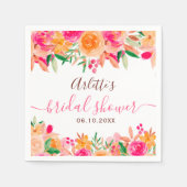鮮やかな秋の花の水彩画 ブライダルシャワーのウェルカムメッセージ スタンダードカクテルナプキン (正面)