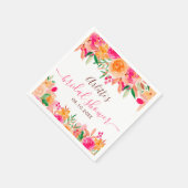 鮮やかな秋の花の水彩画 ブライダルシャワーのウェルカムメッセージ スタンダードカクテルナプキン (角)