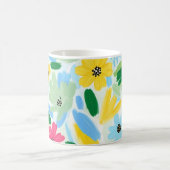 鮮やかな筆遣いの色彩豊かな植物芸術 コーヒーマグカップ (中央)