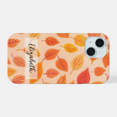 鮮やかな紅葉柄のカラフルな秋 iPhone 15ケース (裏面横)