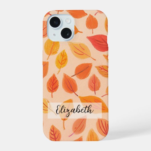 鮮やかな紅葉柄のカラフルな秋 iPhone 15ケース (裏面)
