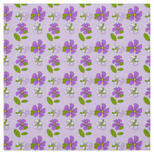鮮やかな紫と白の花 ファブリック (見本)