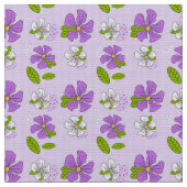 鮮やかな紫と白の花 ファブリック (クローズアップ)