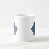 鮮やかな紫と青の曼荼羅のコーヒーマグ コーヒーマグカップ (中央)
