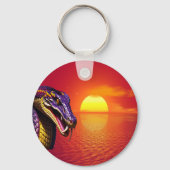 鮮やかな紫と黄色のコブラはかりで測ヘビ キーホルダー (正面)