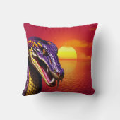 鮮やかな紫と黄色のコブラはかりで測ヘビ クッション (裏面)