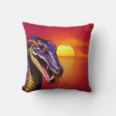 鮮やかな紫と黄色のコブラはかりで測ヘビ クッション (正面)