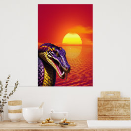 鮮やかな紫と黄色のコブラはかりで測ヘビ ポスター