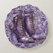 鮮やかな紫のバラ スチームパンク ラブ スロー枕 ラウンドクッション (裏面)