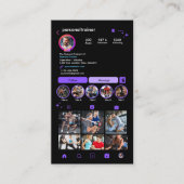 鮮やかな紫のフィットネストレーナーInstagram QR 名刺 (正面)