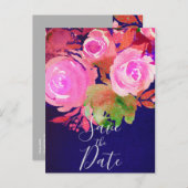 鮮やかな紫のモダン春フローラ保存日 案内ポストカード (正面/裏面)