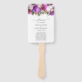 鮮やかな紫の花のエレガントな結婚式のプログラム ハンドファン (正面)