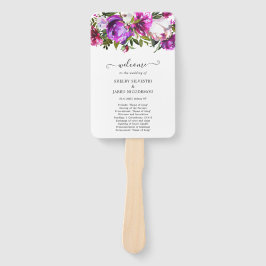 鮮やかな紫の花のエレガントな結婚式のプログラム ハンドファン