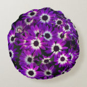 鮮やかな紫の花の写真 美しい庭園の花 ラウンドクッション (裏面)