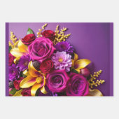 鮮やかな紫の花柄包装紙 ラッピングペーパーシート (正面)