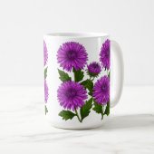 鮮やかな紫の菊の花束 コーヒーマグカップ (正面右)