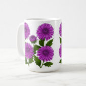 鮮やかな紫の菊の花束 コーヒーマグカップ (正面左)