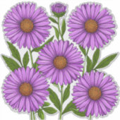 鮮やかな紫の菊の花束 シール (正面)