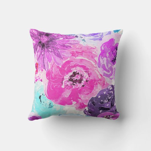 鮮やかな紫はっきりしたのフローラの花ピンク紫シック クッション (裏面)