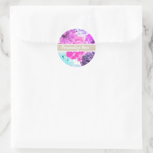 鮮やかな紫はっきりしたのフローラ花紫シックな好意 ラウンドシール (バッグ)