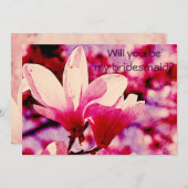 鮮やかな紫色およびピンクのマグノリア 招待状 (正面/裏面)
