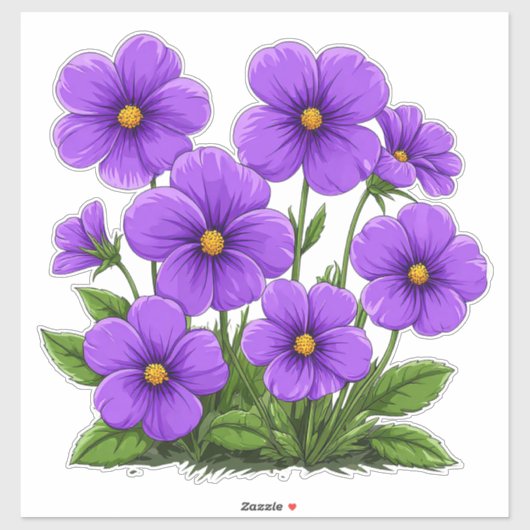 鮮やかな紫色のアネモネの花 シール (シート)