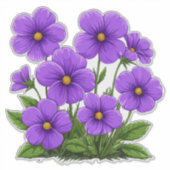 鮮やかな紫色のアネモネの花 シール (正面)
