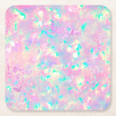 鮮やかな紫色のオパール スクエアペーパーコースター (正面)