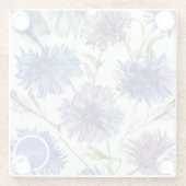 鮮やかな紫色のトウモロコシの花の畑、紫、青c ガラスコースター (裏面)