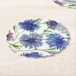 鮮やかな紫色のトウモロコシの花の畑、紫、青c ペーパーコースター