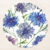 鮮やかな紫色のトウモロコシの花の畑、紫、青c ペーパーコースター (正面)