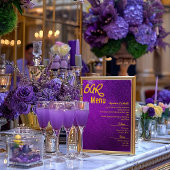 鮮やかな紫色の結婚バーメニュー光沢ポスター ポスター