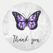 鮮やかな紫色の蝶ありがとう ラウンドシール (正面)