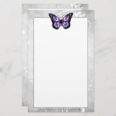 鮮やかな紫色の蝶の文房具 便箋 (正面/裏面)