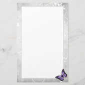 鮮やかな紫色の蝶の文房具 便箋 (裏面)