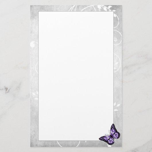 鮮やかな紫色の蝶の文房具 便箋 (裏面)