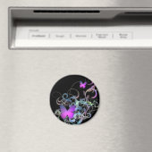 鮮やかな紫色の蝶 マグネット (インサイチュ (食洗機))