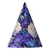 鮮やかな紫色の青い白い花 パーティーハット (裏面)