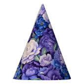 鮮やかな紫色の青い白い花 パーティーハット (左)